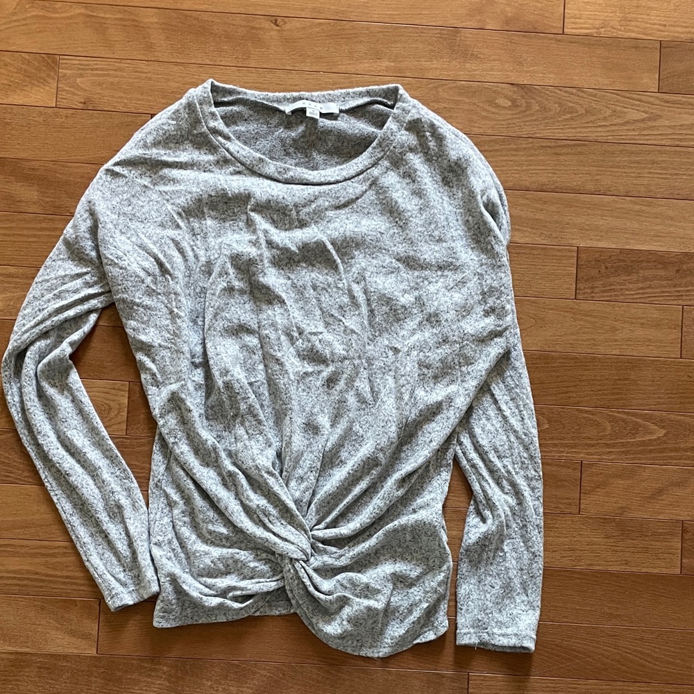 Gaze Heather Gray Twist Front Blouse